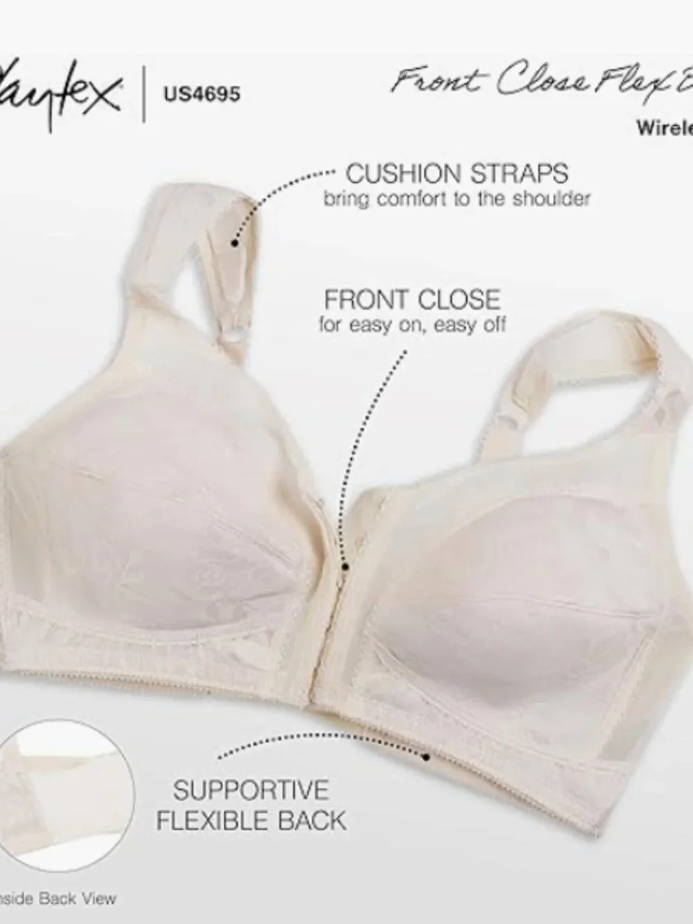Playtex 18 Hour Supportive Front Close Flexible Back Wireless Bra Sz 40C 11434